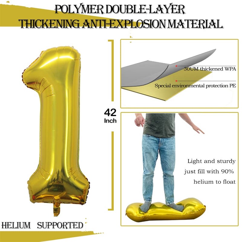 GOER Number 10 Balloons for 10th Birthday Party Decorations,42 Inch Jumbo Foil Helium Balloons for 10th Anniversary (Gold) - Image 2